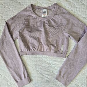 Gymshark Lavender Cropped Long Sleeve Top – Women’s Size L